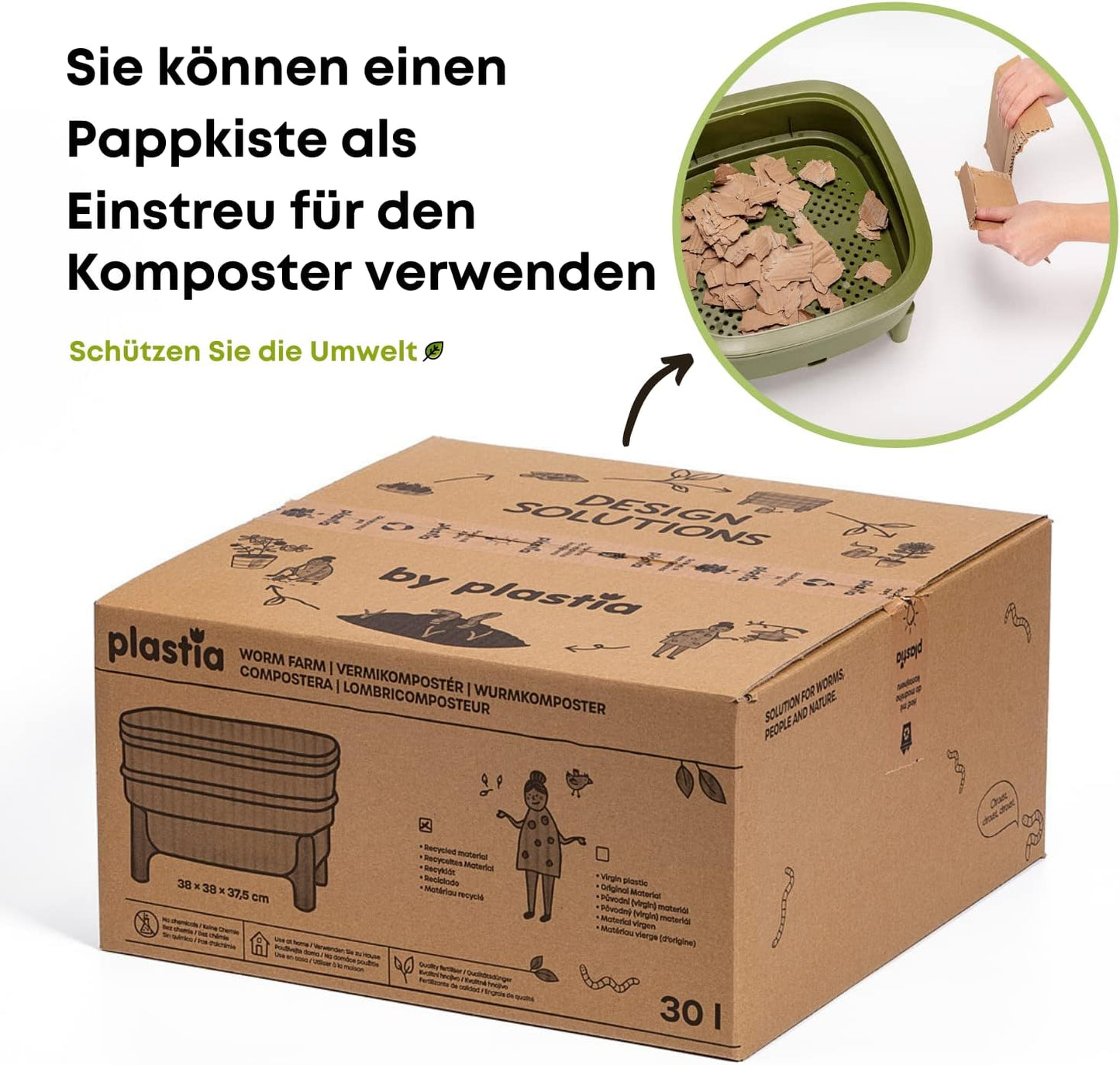 Wurmkomposter (30 Liter), Grün