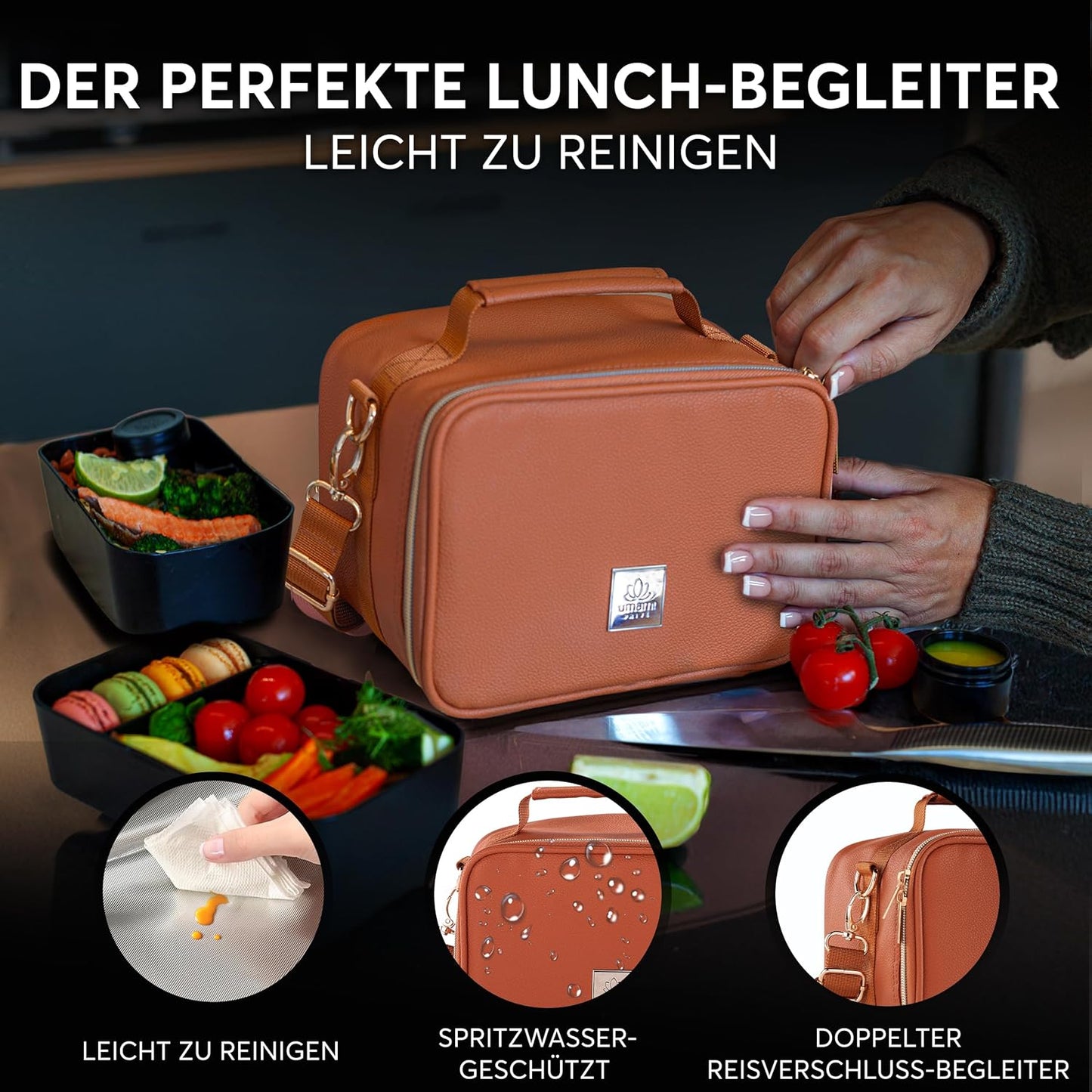 Lunchbag Kühltasche, XL - 1500 ml Braun