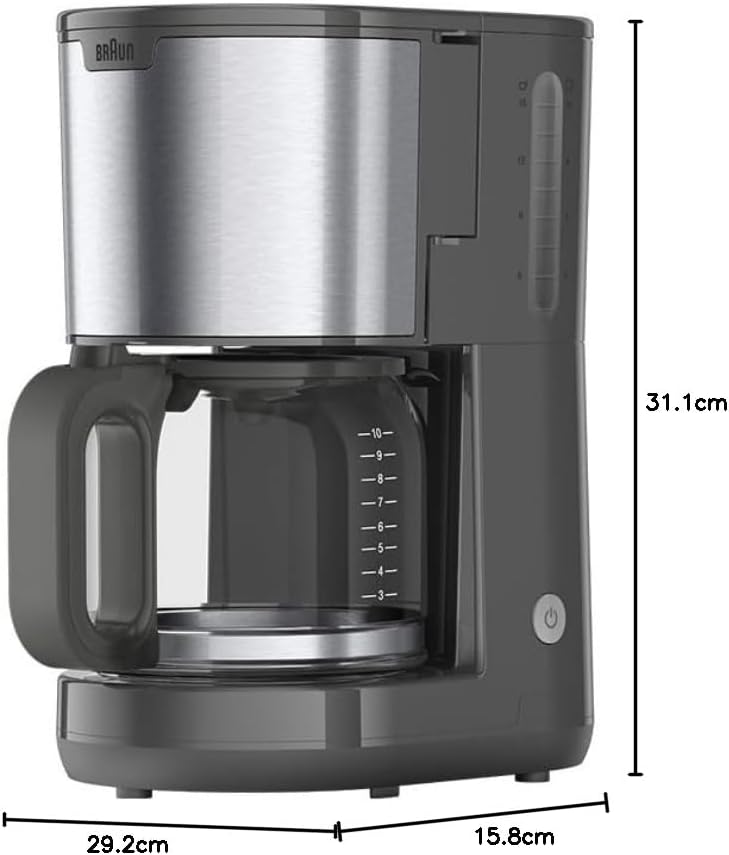 PurShine KF1500GY Filterkaffeemaschine mit OptiBrew System, Glaskanne Grau