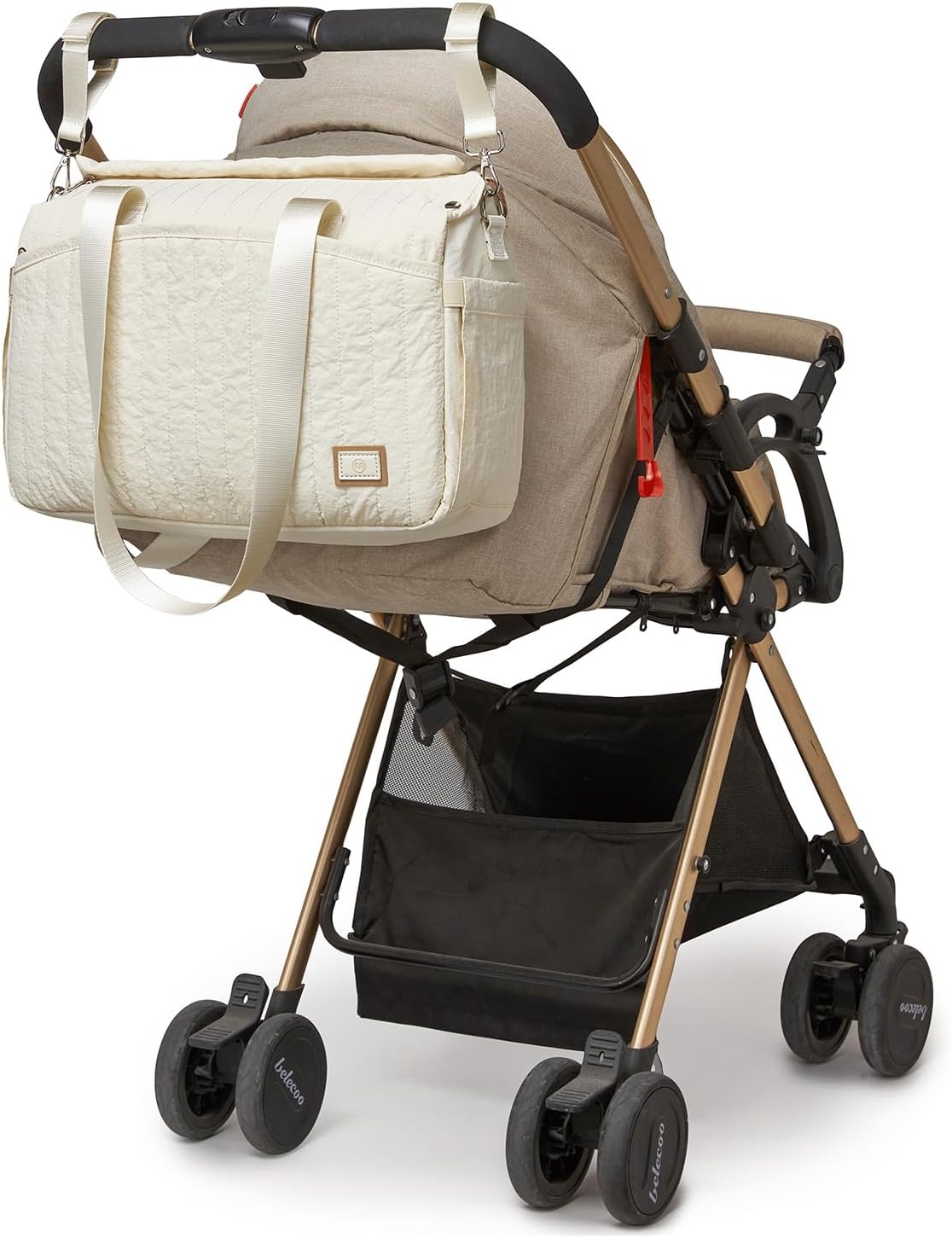 Multifunktionale Wickeltasche mit Kinderwagenhaken, Beige
