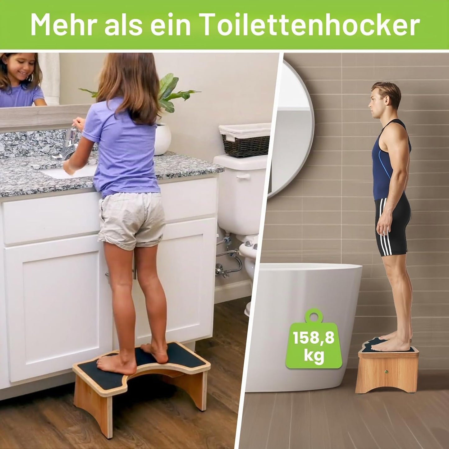 Toilettenhocker mit Antirutsch-Beschichtung, Braun