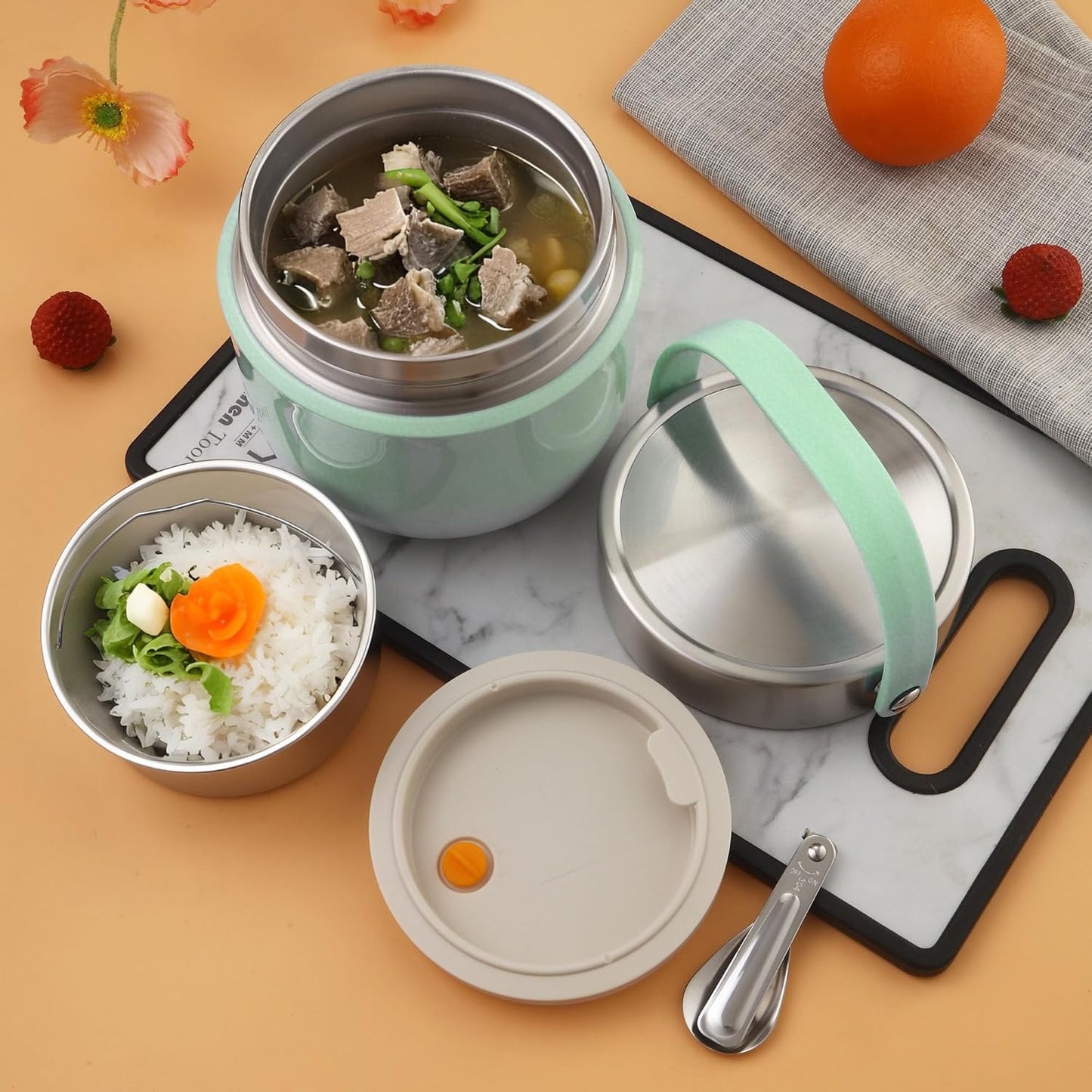 Thermobehälter für Essen, Grün