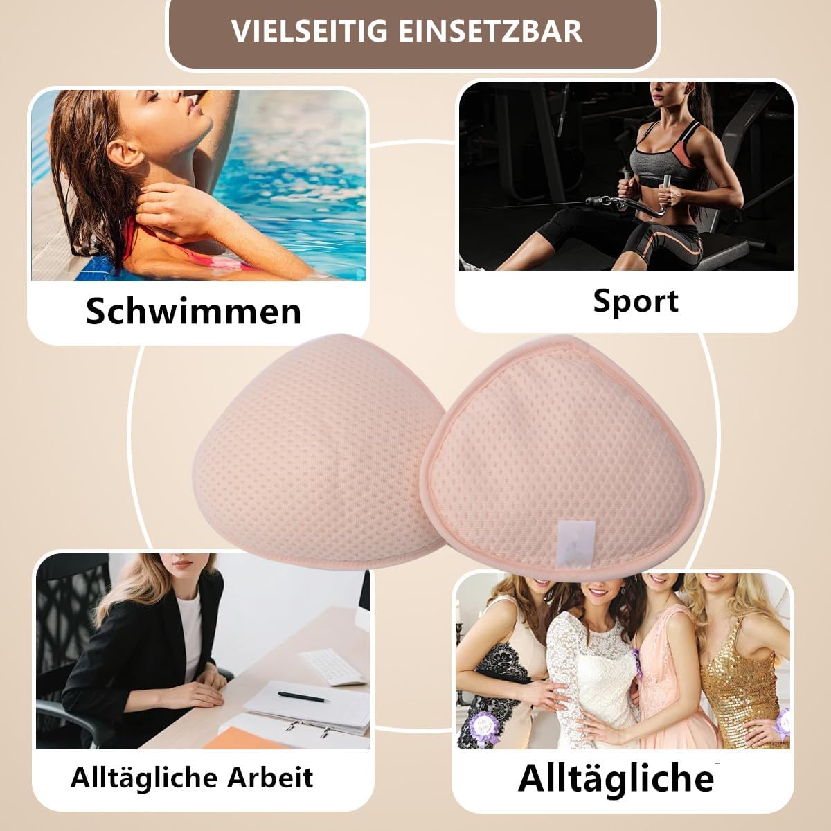 Brustprothese für Mastektomie, Schwimmgeeignet, 90g, L-90G