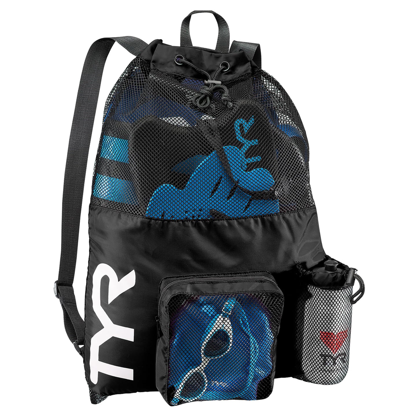 Big Mesh Mummy Rucksacktasche für Schwimmausrüstung, Einheitsgröße Schwarz