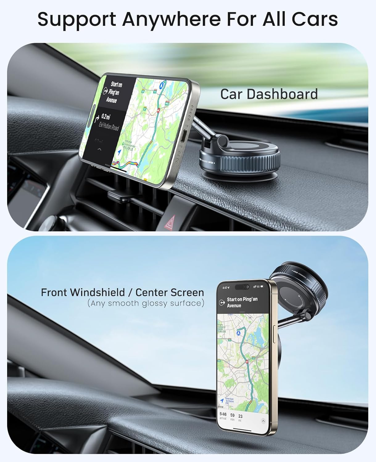Magnetische Handyhalterung fürs Auto, 360° verstellbar, Schwarz