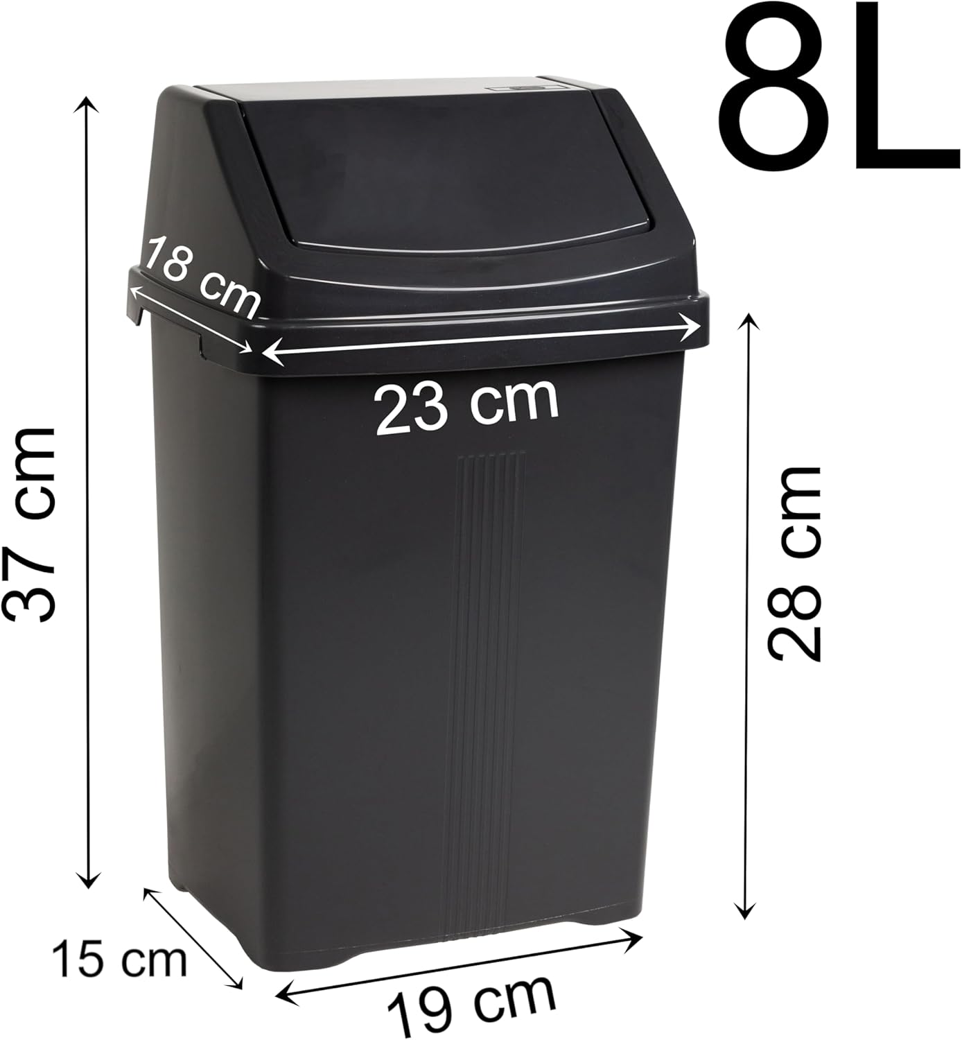 Mülleimer mit Schwingdeckel, Anthrazit 2 x 8 Liter