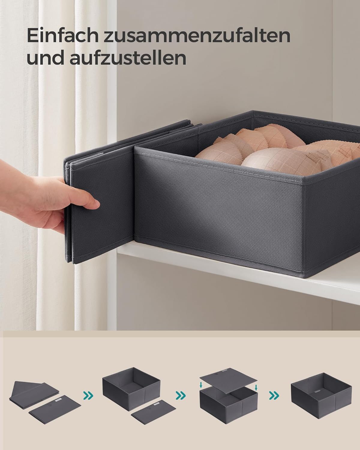 12-teiliges Aufbewahrungsboxen-Set für Schubladen, 12er Set Schiefergrau