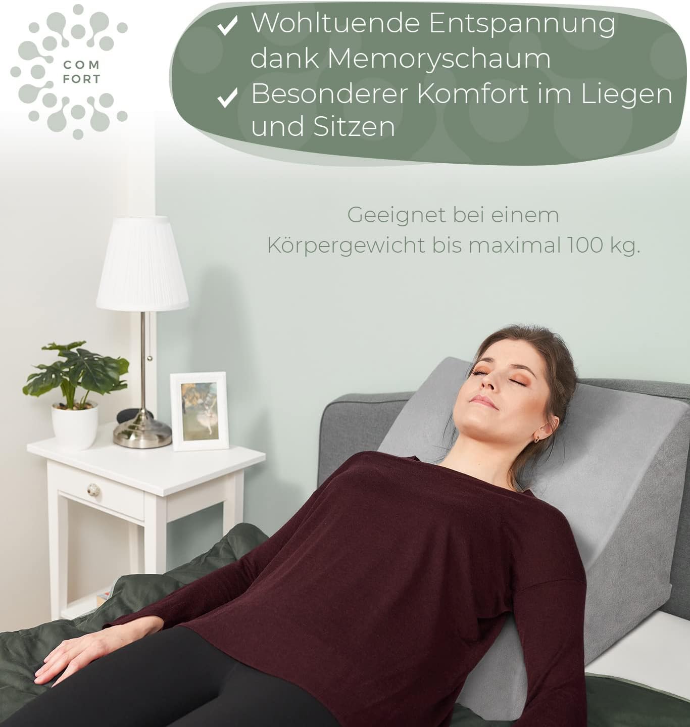 Ergonomisches Lesekissen, BREIT / Grau