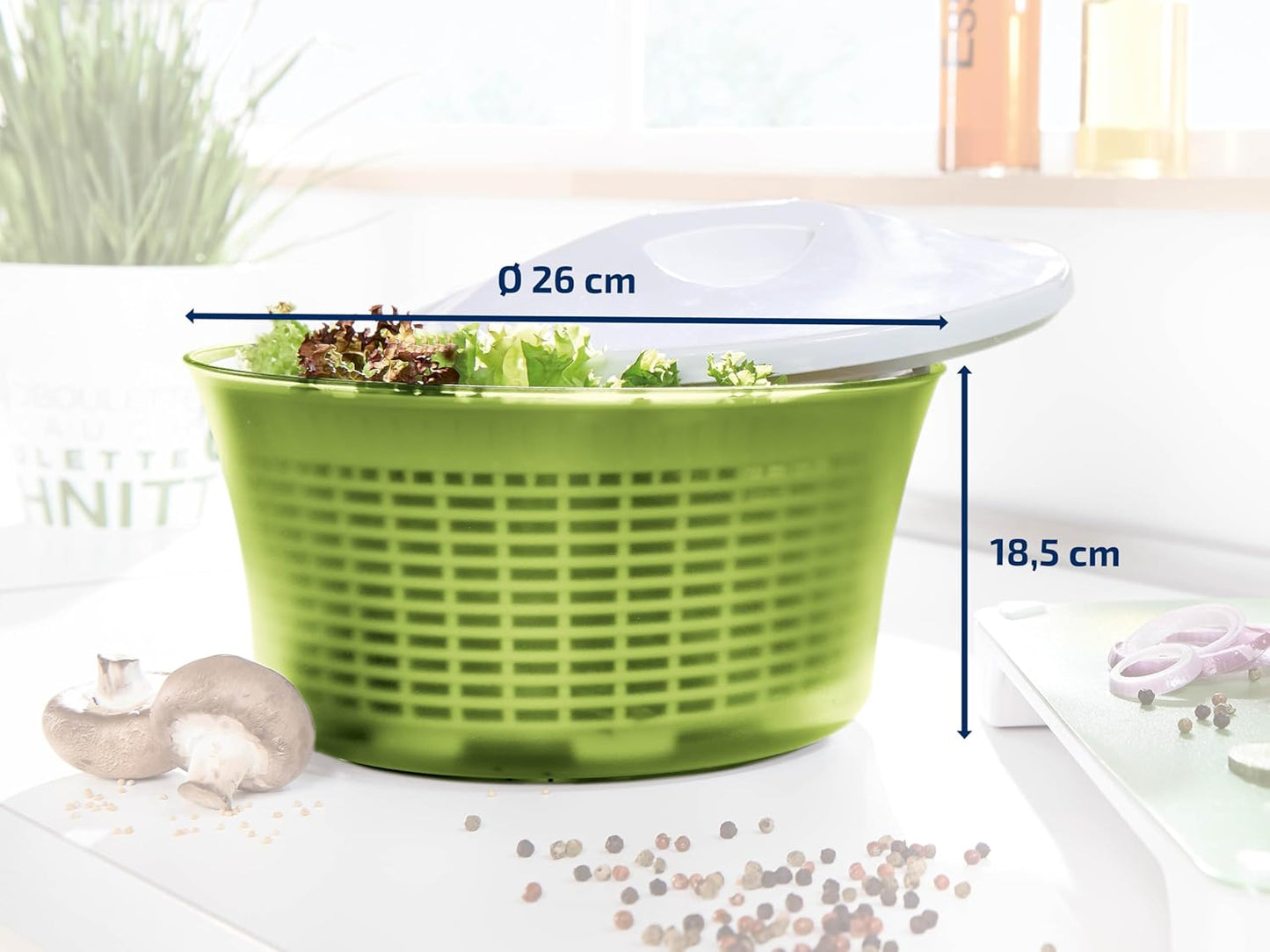 Salatschleuder mit Drehmechanismus, 5,5L Salatschleuder