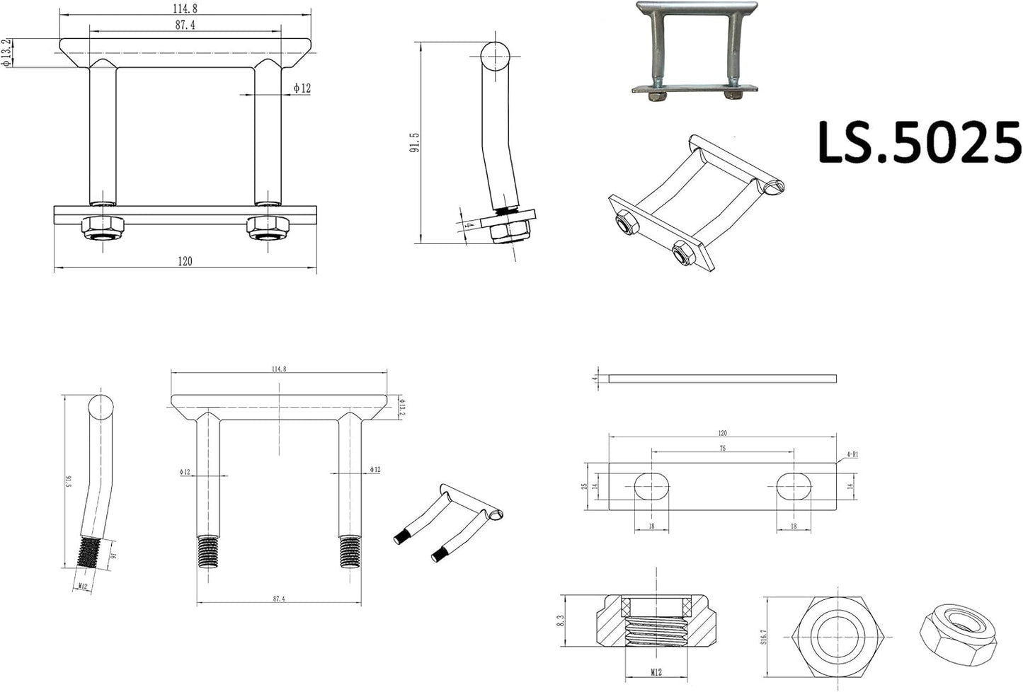 Zurrbügel 4er-Set für Ladungssicherung, 4 Stück