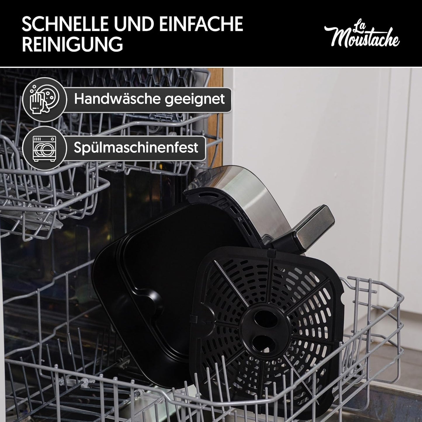 Heissluftfritteuse XL mit 6 Kochfunktionen (6,5L), 6,5L Grau - Essential Plus