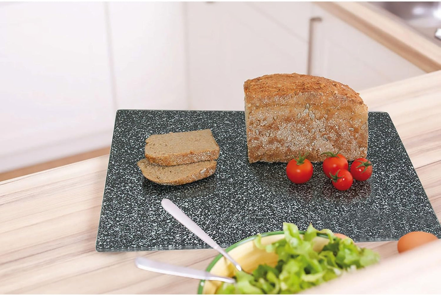 Herdabdeck- und Schneideplatten-Set aus Glas (2-teilig), 2tlg (52 x 30 x 0,5 cm)