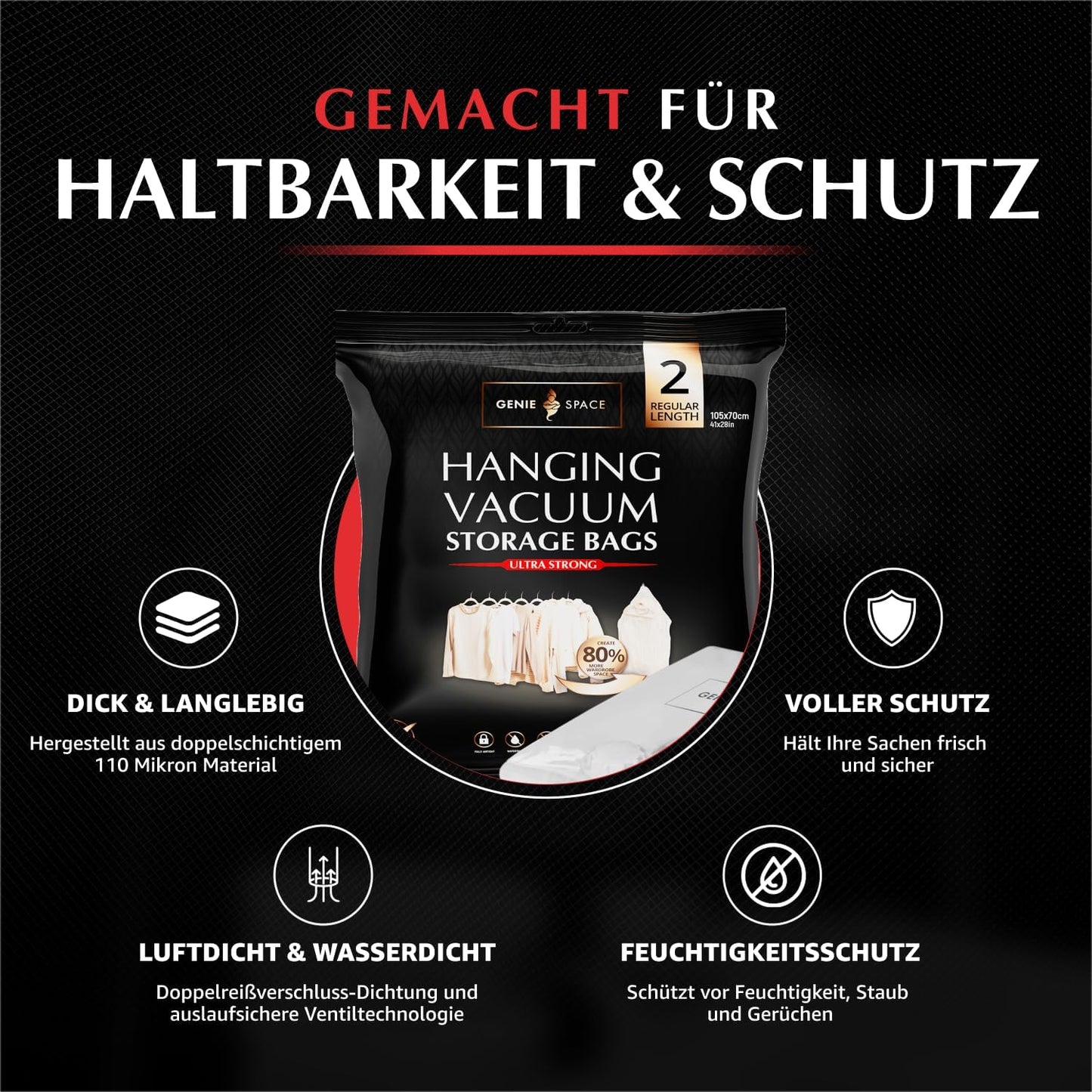 Vakuumbeutel zum Aufhängen für Kleidung, Standard (2er)