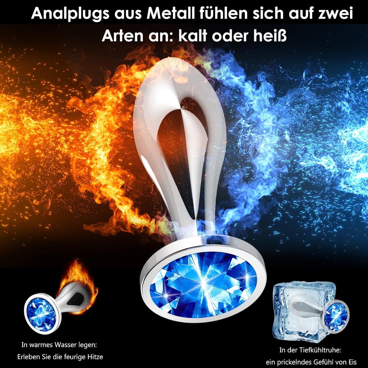 Analplug Set mit Kristall-Diamant-Spitze in 3 Grössen