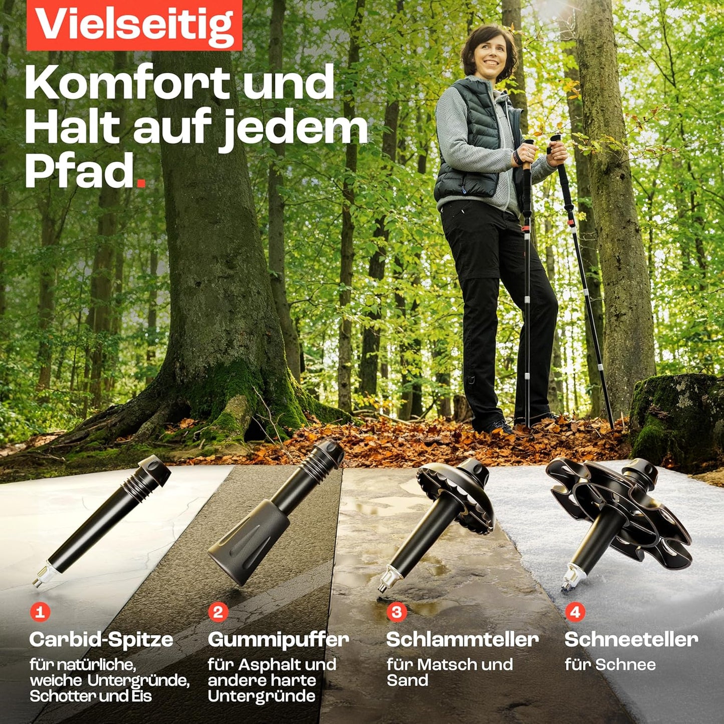 Faltbare Trekkingstöcke Modell Luchs, Alu Faltbar 105-125cm