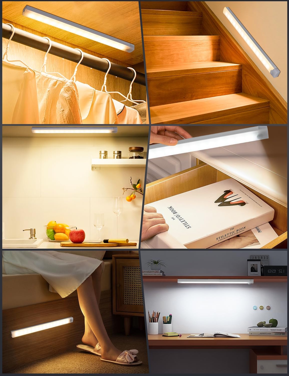 4er-Set LED Schrank- und Unterbauleuchte mit Bewegungsmelder, 30cm 4 Stück