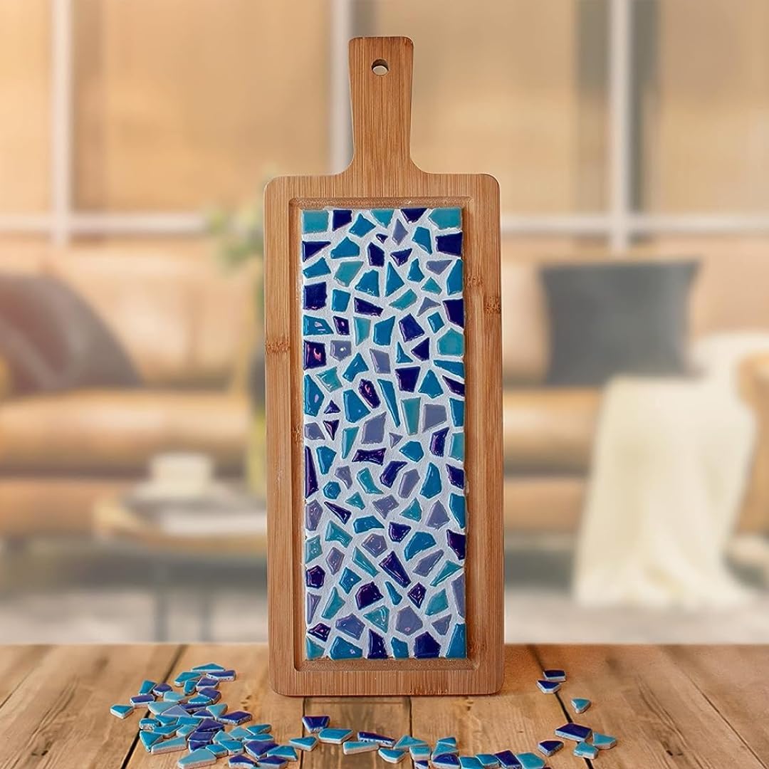 Mosaik-Servierbrett DIY Bastelset, Blau
