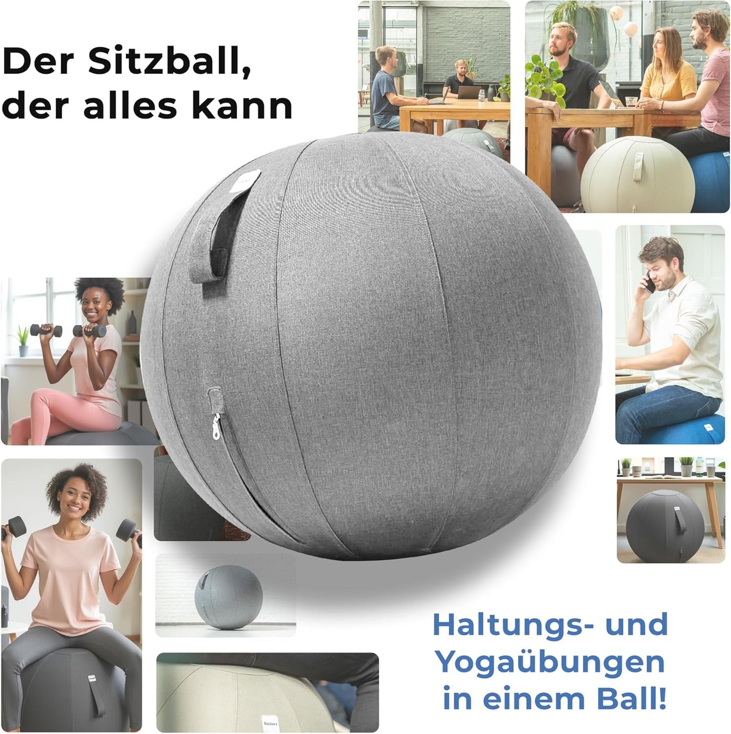 Ergonomischer Sitzball für Büro und Heimbüro (55 cm), 55 cm Light Gray