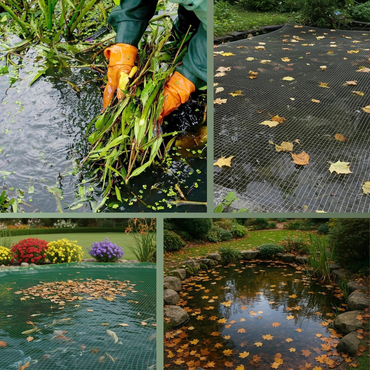 Zuschneidbares Teich- & Poolabdecknetz, 2,6 x 5 m, Länge: 5m Breite: 2,6m Dunkelgrün