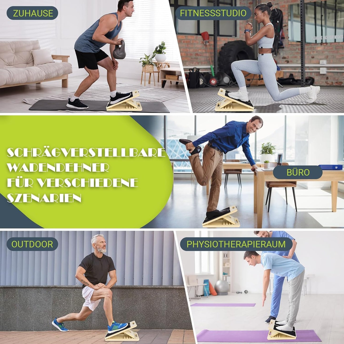 Wadendehner Schrägbrett mit Trainingsposter, Naturholzfarbe