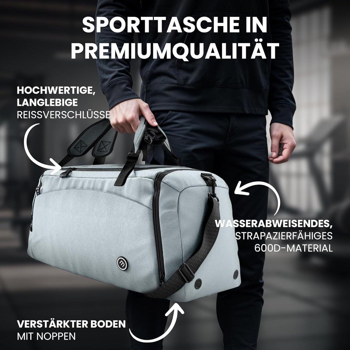 Sporttasche mit Rucksackfunktion und Nassfach, 60 L Sage
