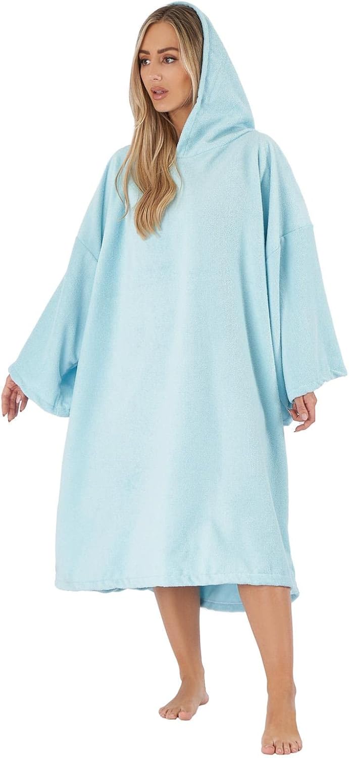 Handtuch-Poncho mit Kapuze, Einheitsgrösse Himmelblau
