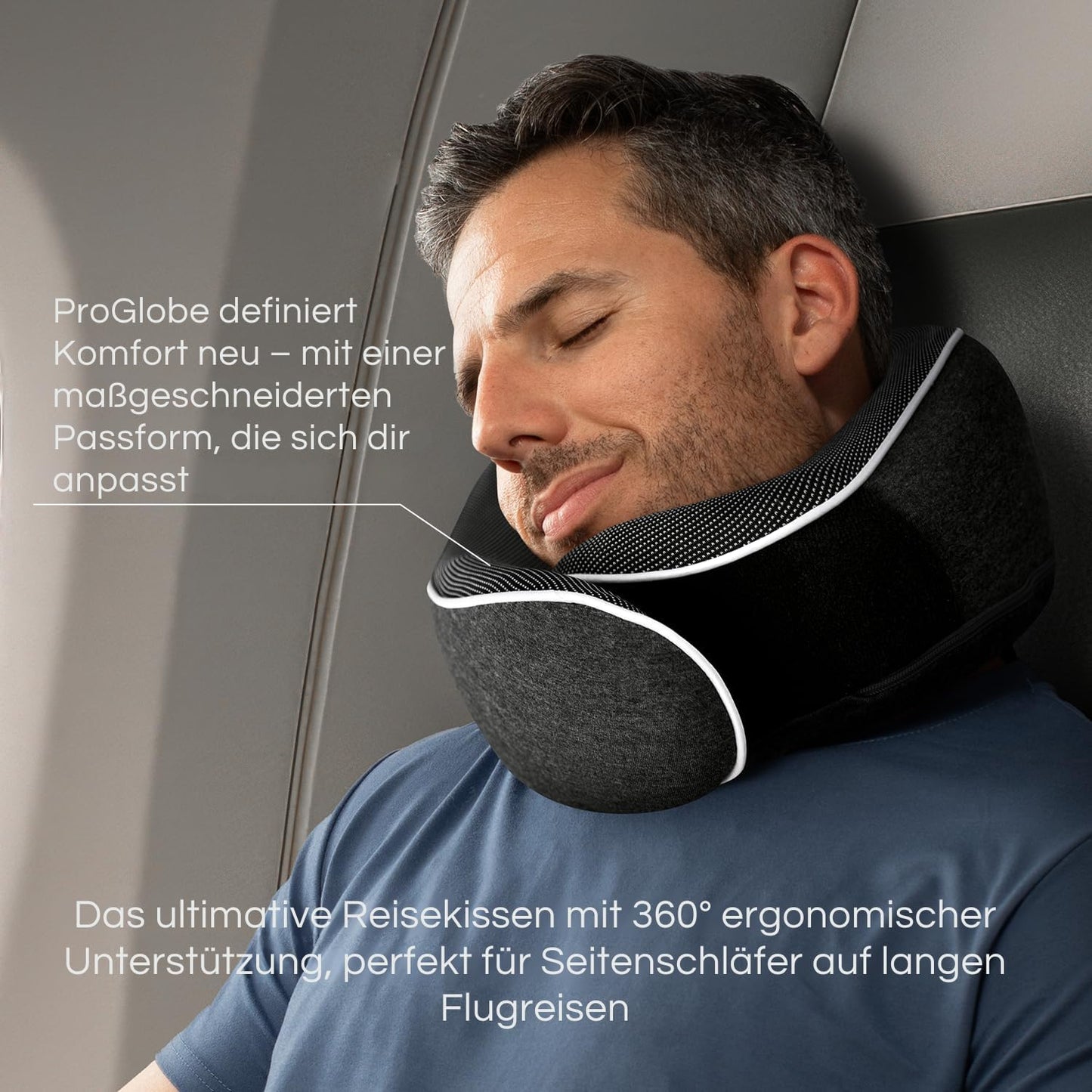Nackenkissen und Schlafmaske, Dunkelgrau