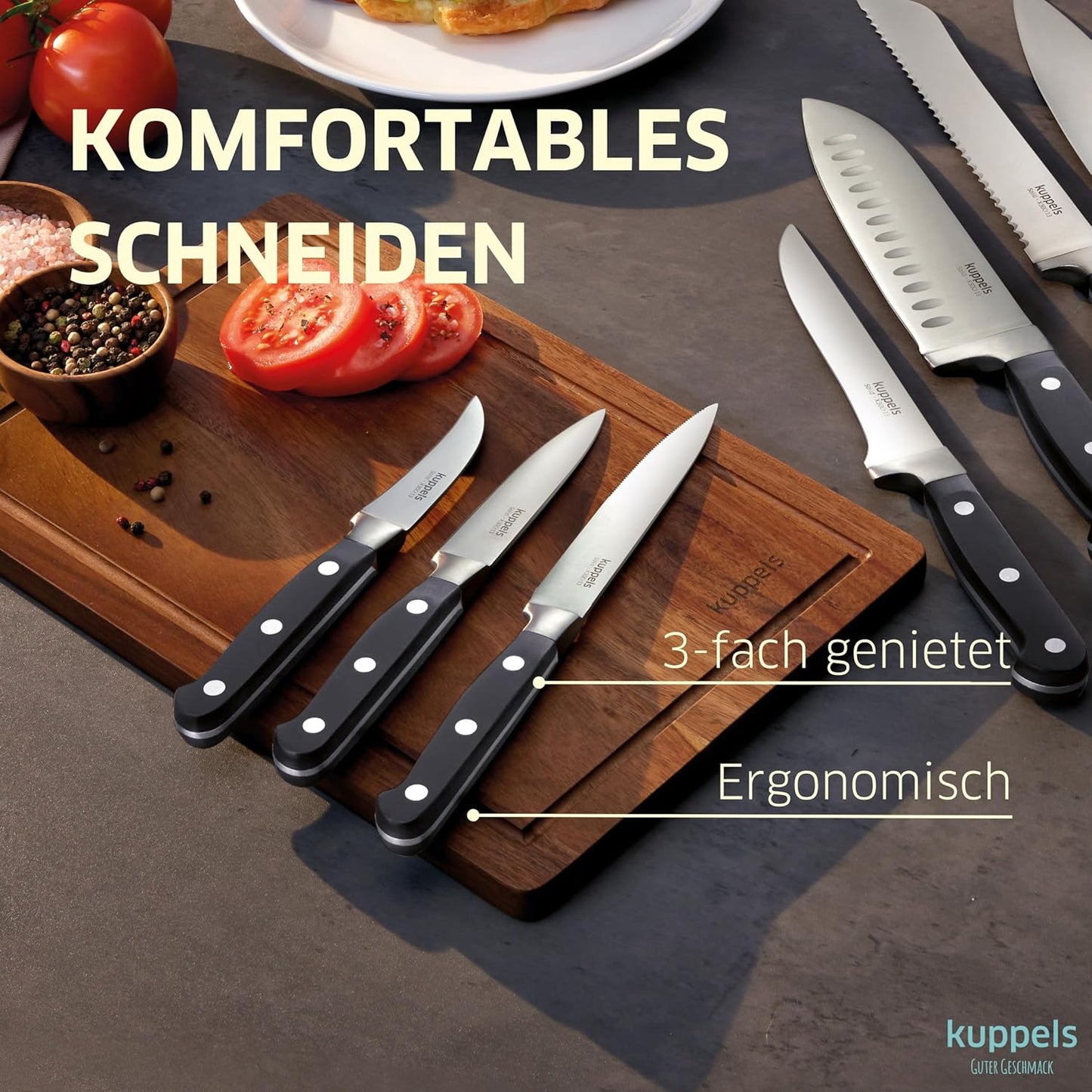 Solid Küchenmesser-Set, Küchenmesser Set 3tlg