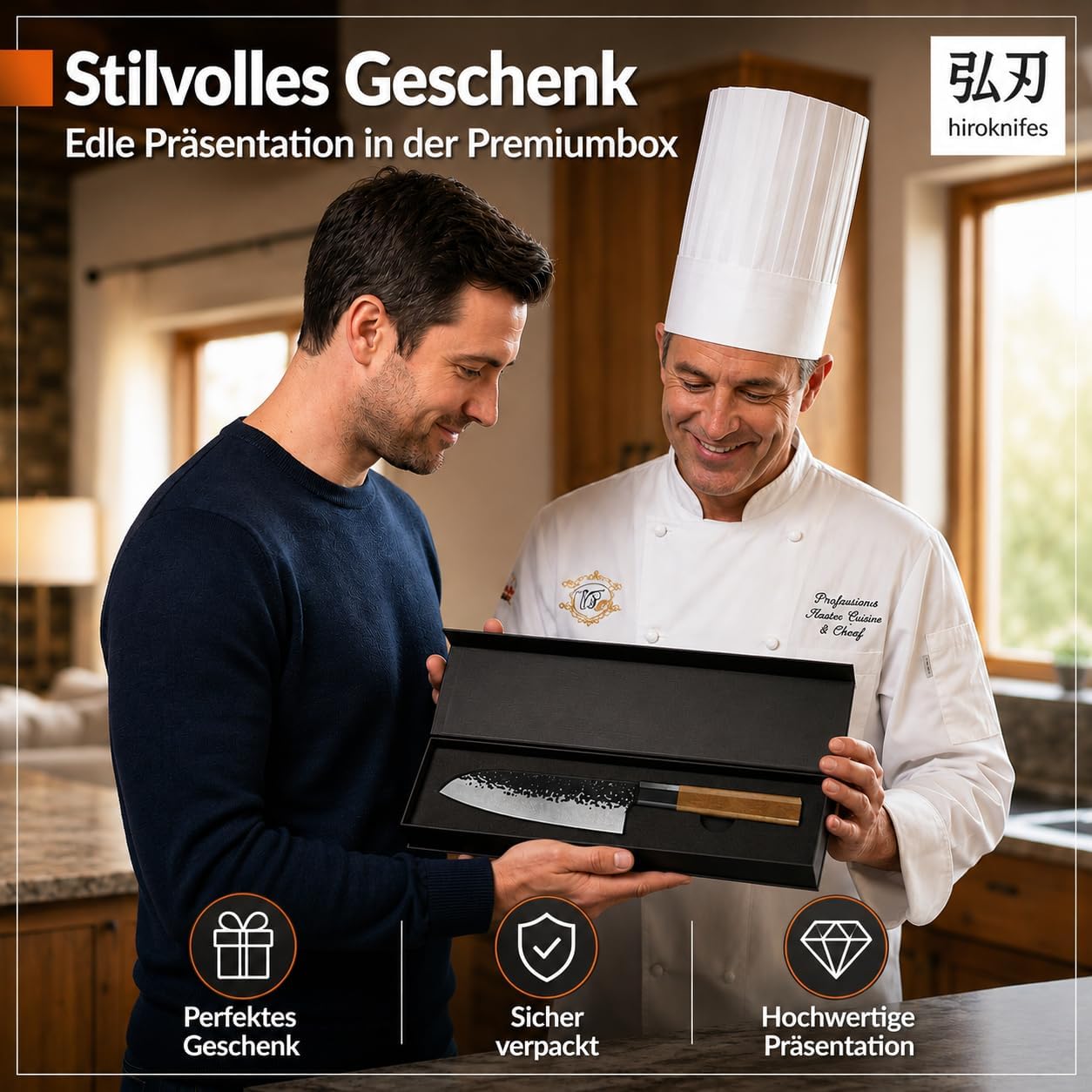 Santokumesser mit Geschenkbox, Santokumesser