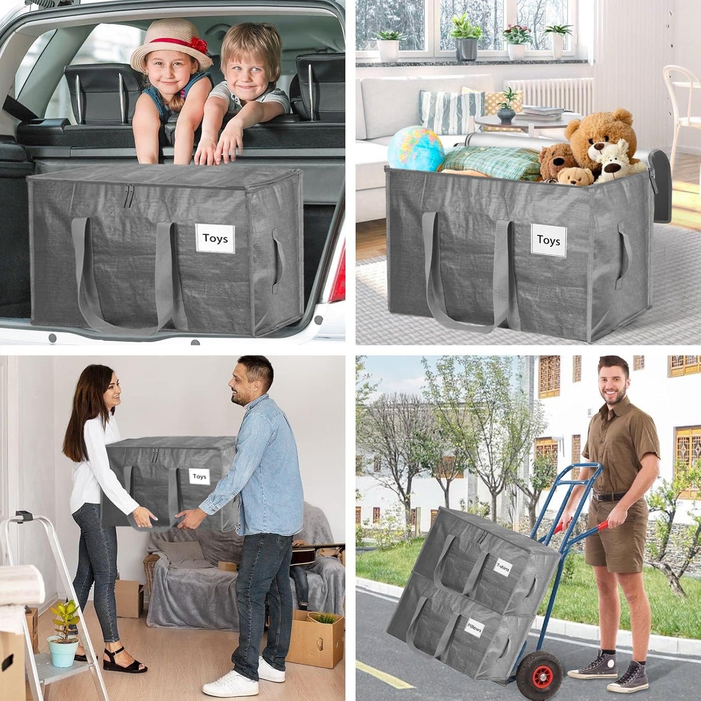 4er-Pack Aufbewahrungstaschen, 4-Pack (100 L) Hellgrau