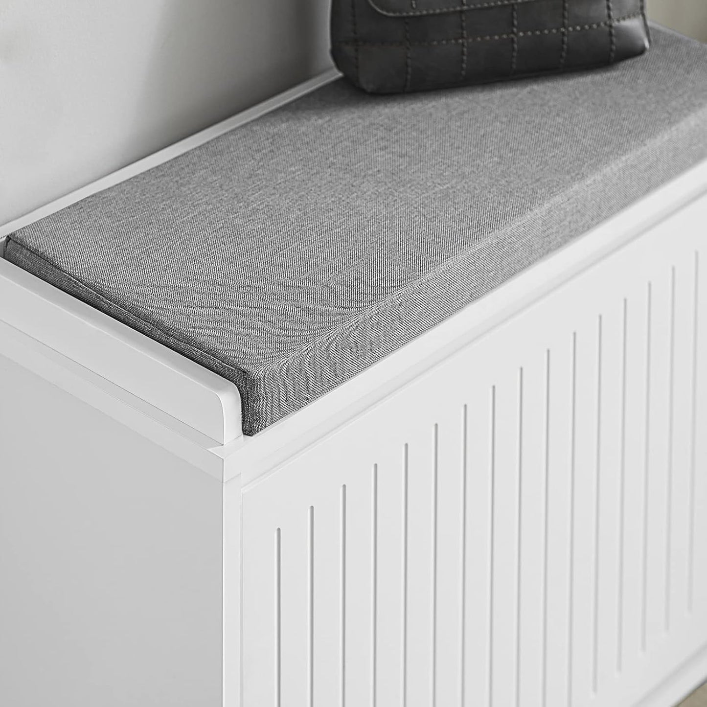 Schuhbank mit Sitzkissen, Kurze Sitzbank Weiß