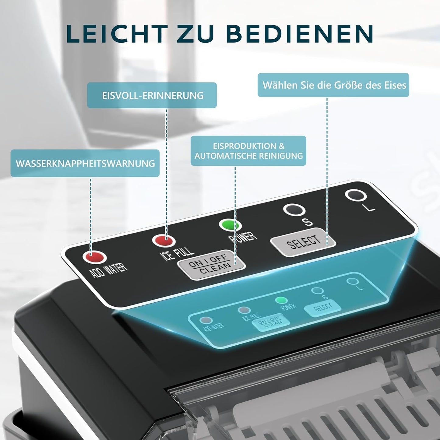 Eiswürfelmaschine, Schwarz-12kg