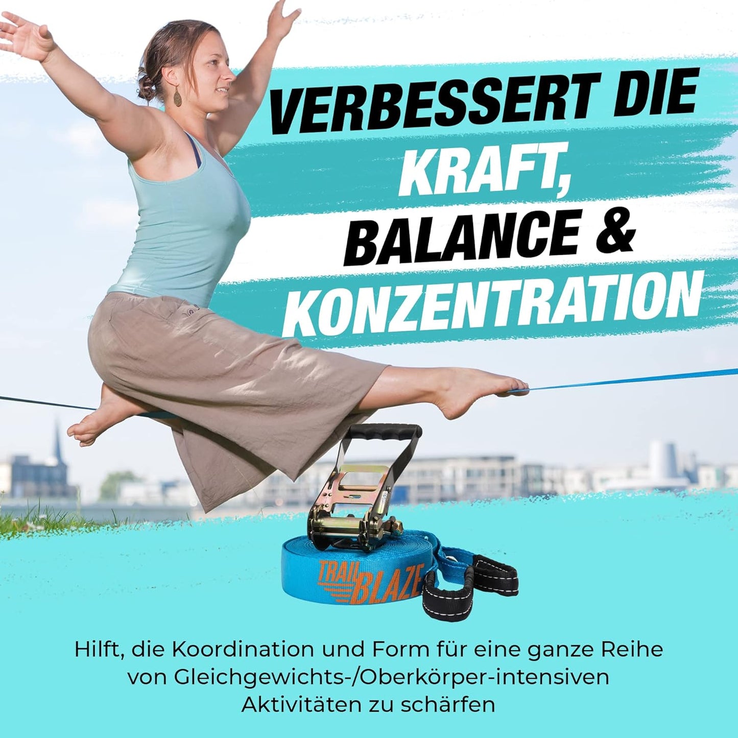 Slackline Komplett-Set für Anfänger, Slackline without Training Line