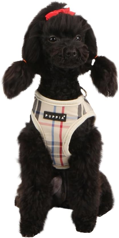 Junior - Kariertes Hundegeschirr, beige S
