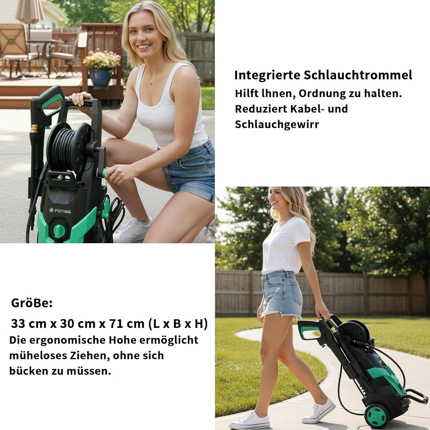 Hochdruckreiniger 180 Bar mit 6-in-1-Düse, Blau