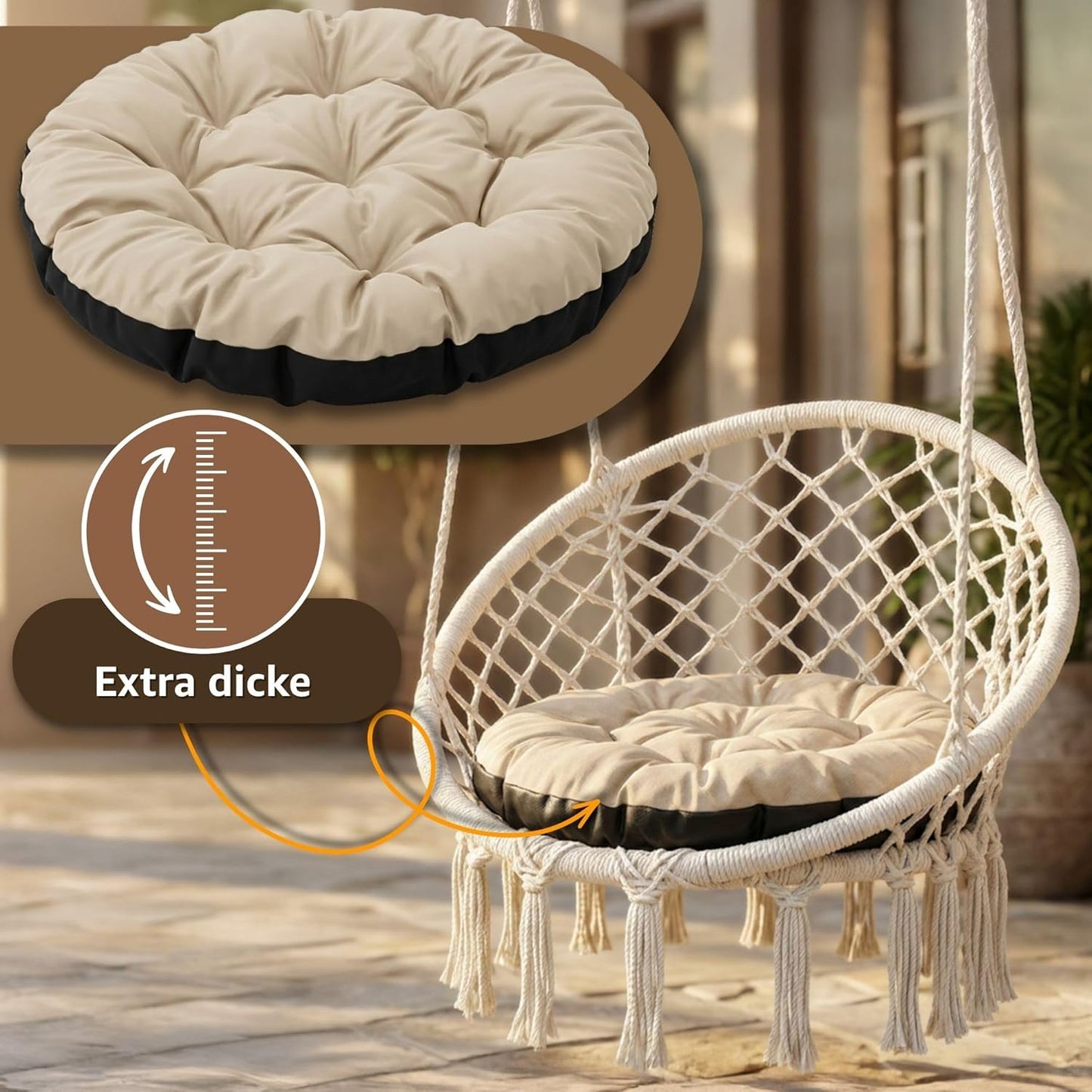 Hängesessel-Sitzkissen, Beige Farbton B