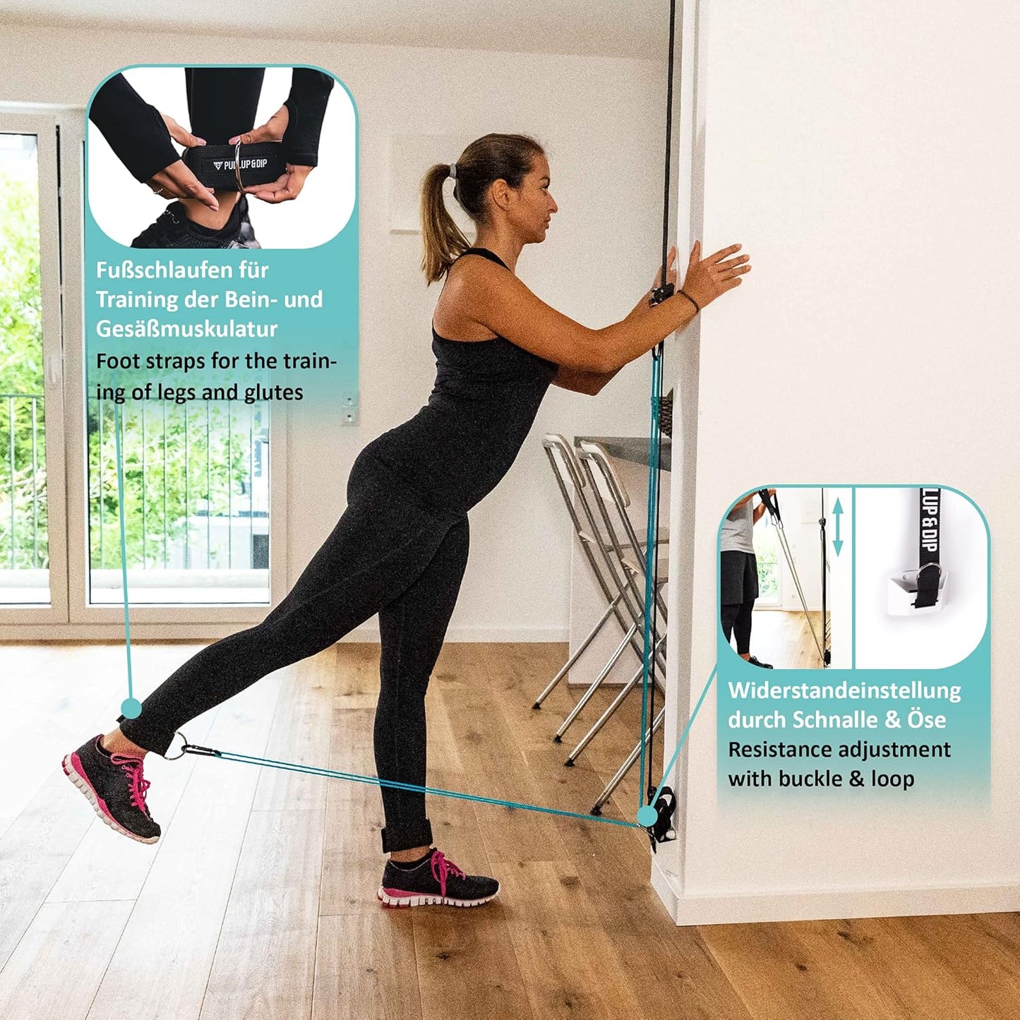 Schlingentrainer und Widerstandstrainer Set, TÜR + WAND + STANGE Paket