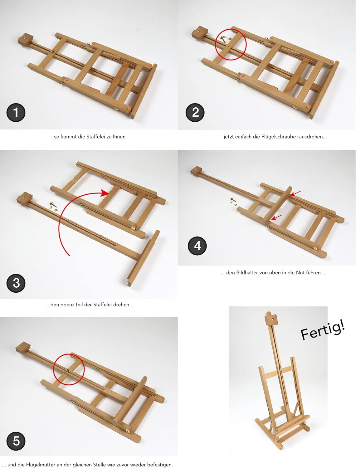Tischstaffelei T-60, verstellbar bis 60 cm, für Keilrahmen bis zu 60cm