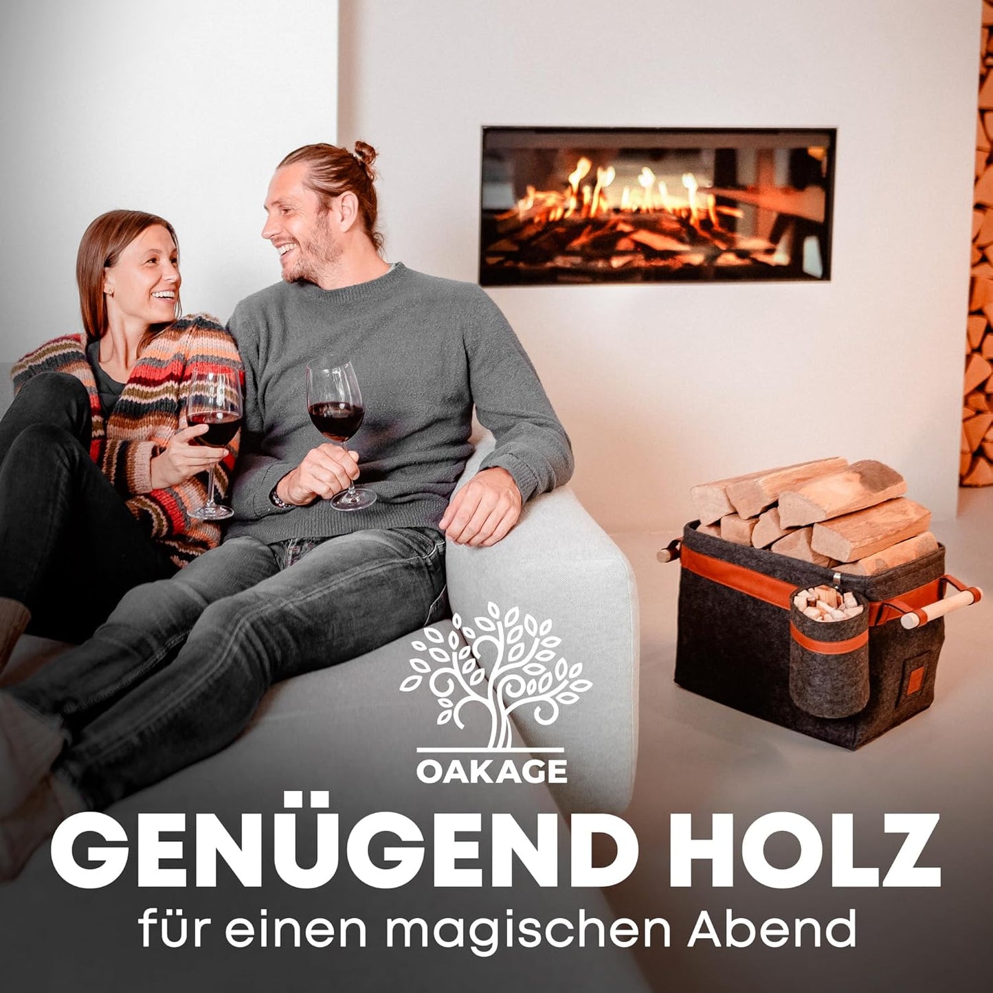 Holzkorb, Dunkelgrau Bundle