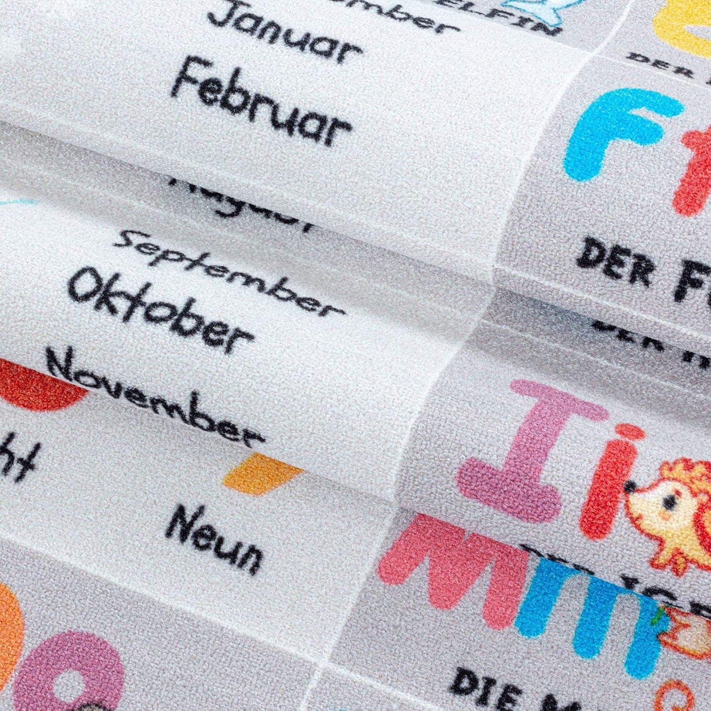 Kinderteppich mit Alphabet- und Tierdesign, 80 x 120 cm (Rechteckig) Grau-4