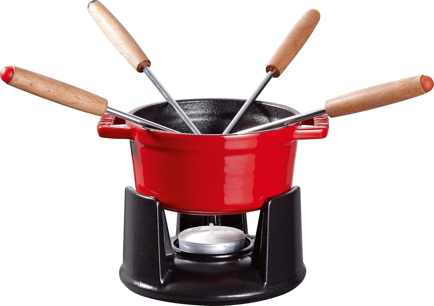 Mini Fondueset 6 teilig, Kirschrot 0,25l