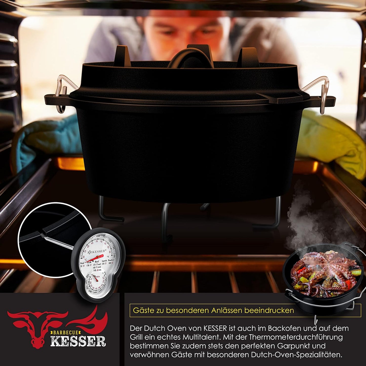 Dutch Oven Set, DO9P - 9.0 Liter, Topf ohne Füsse