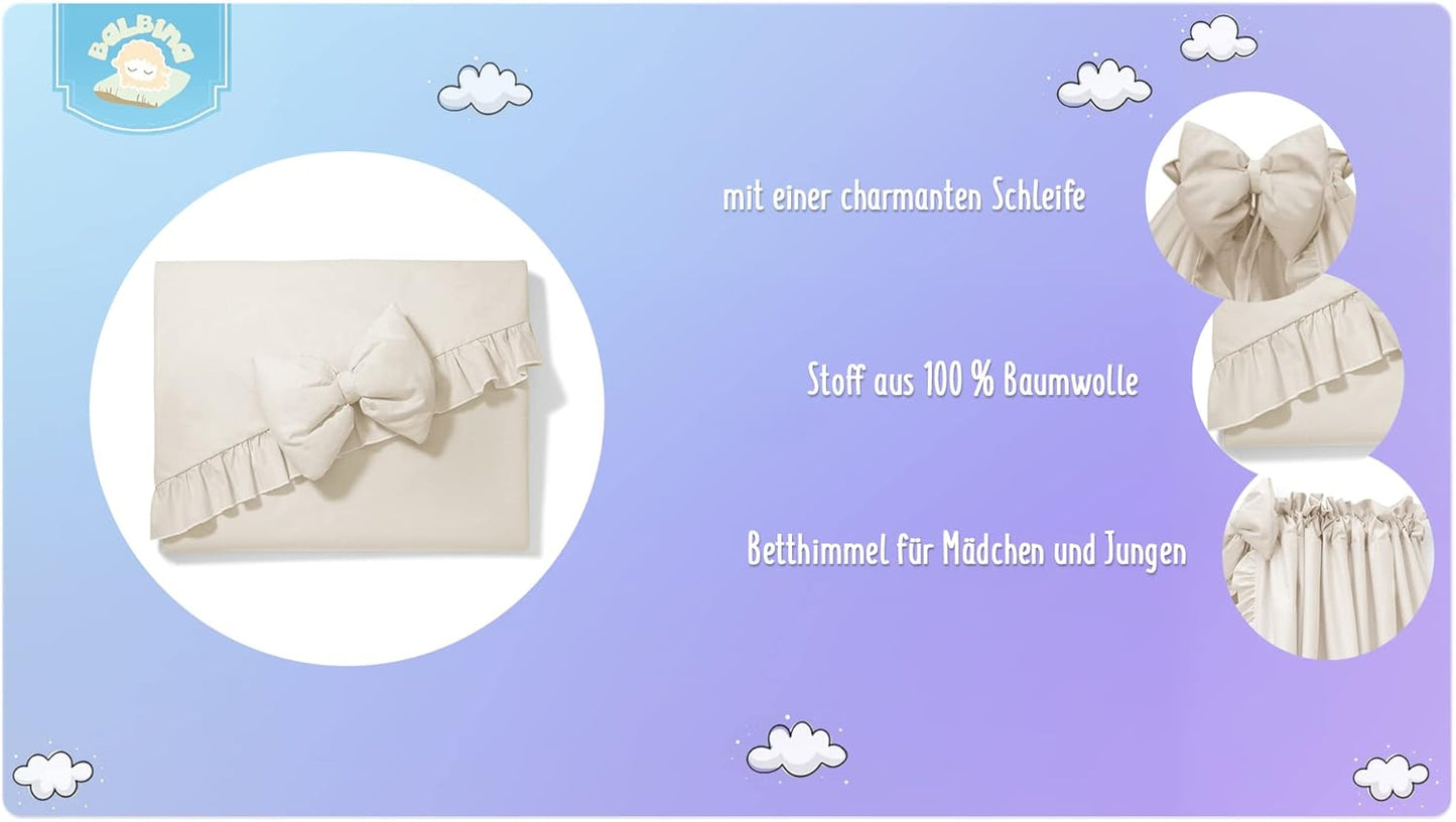 Bettbaldachin mit Rüsche, Hellbeige