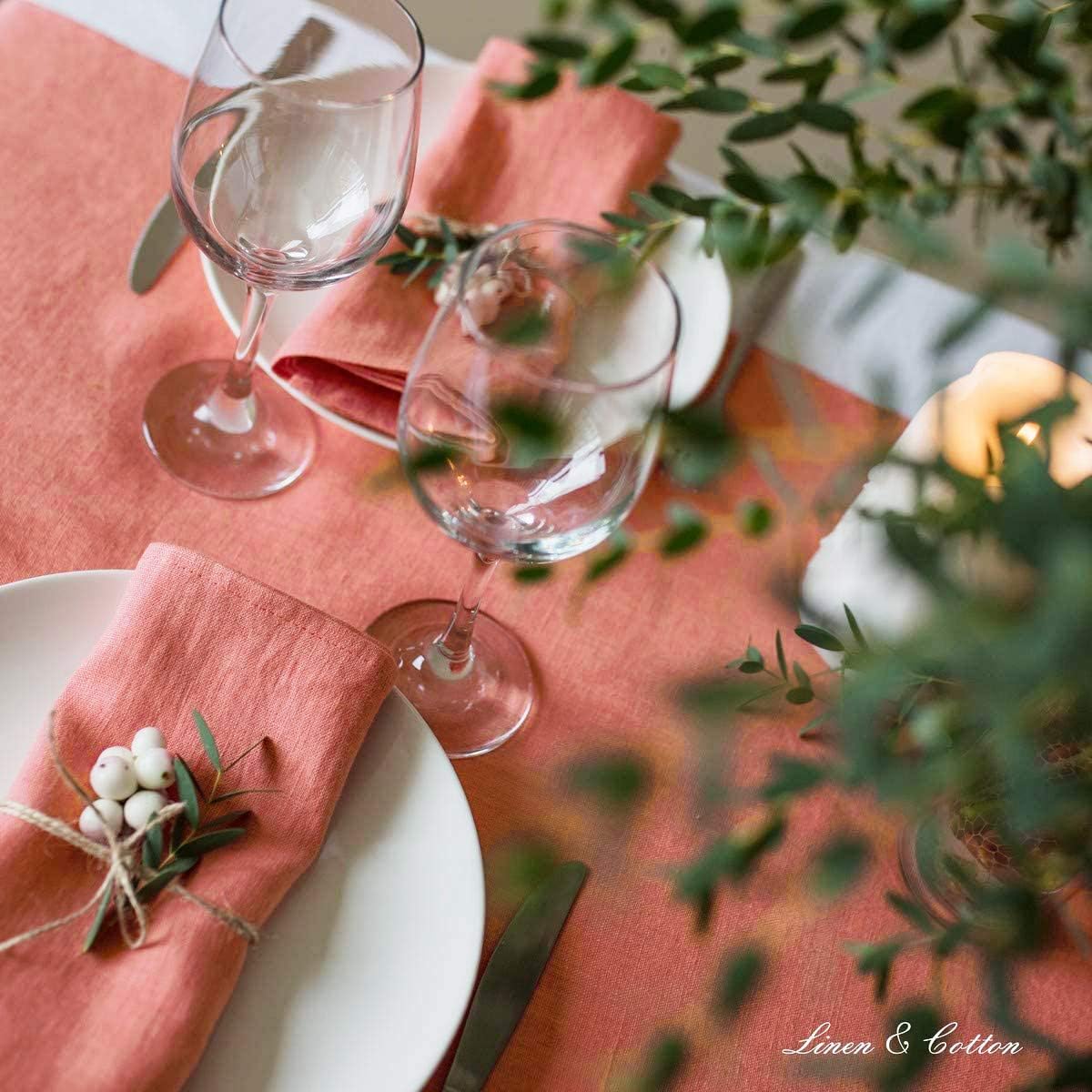 4-teiliges Stoffservietten-Set Hygge, Coral Rosa Servietten - 32 x 32cm