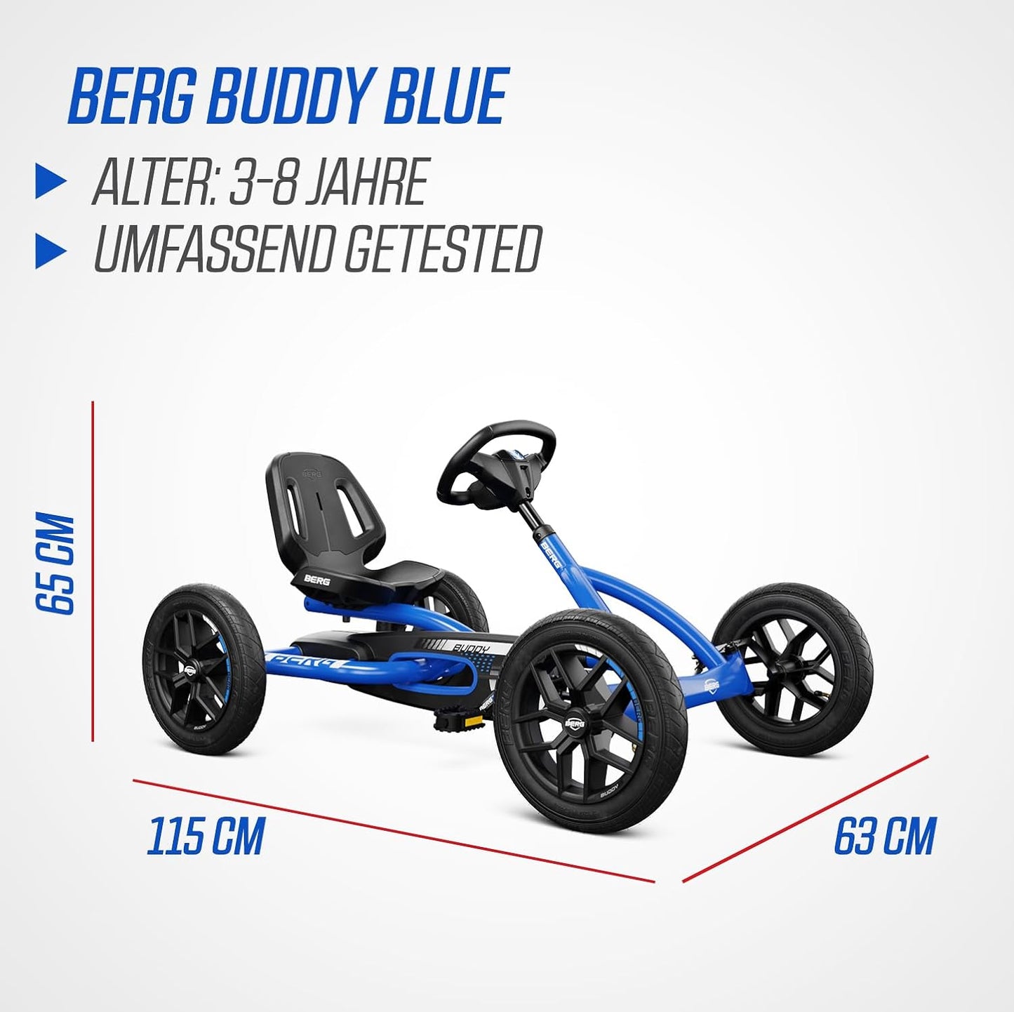 Buddy Tretfahrzeug mit Luftreifen für Kinder, Blue