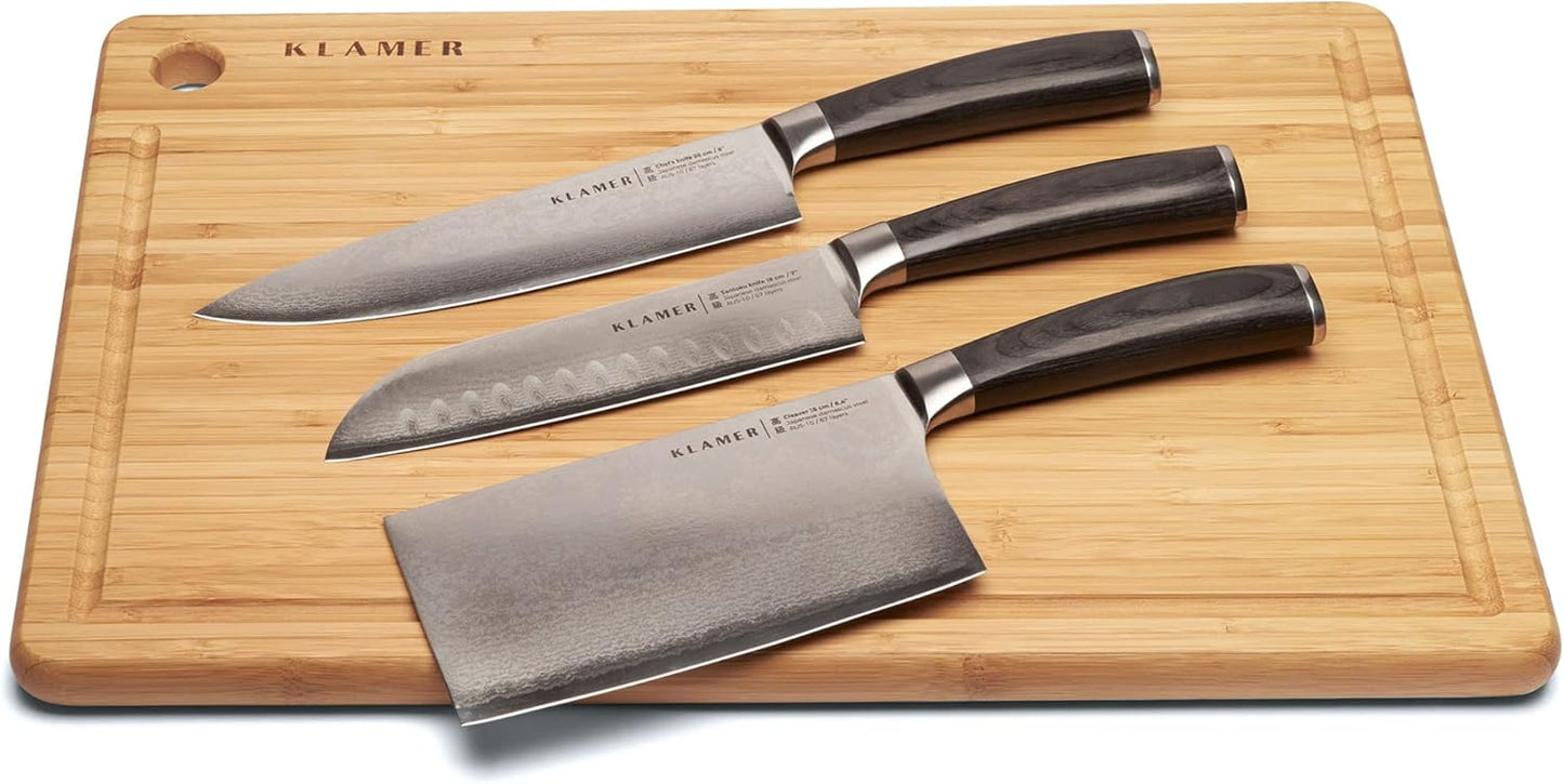 3er Damastmesser-Set, 3er Classic Damast Messerset, Set