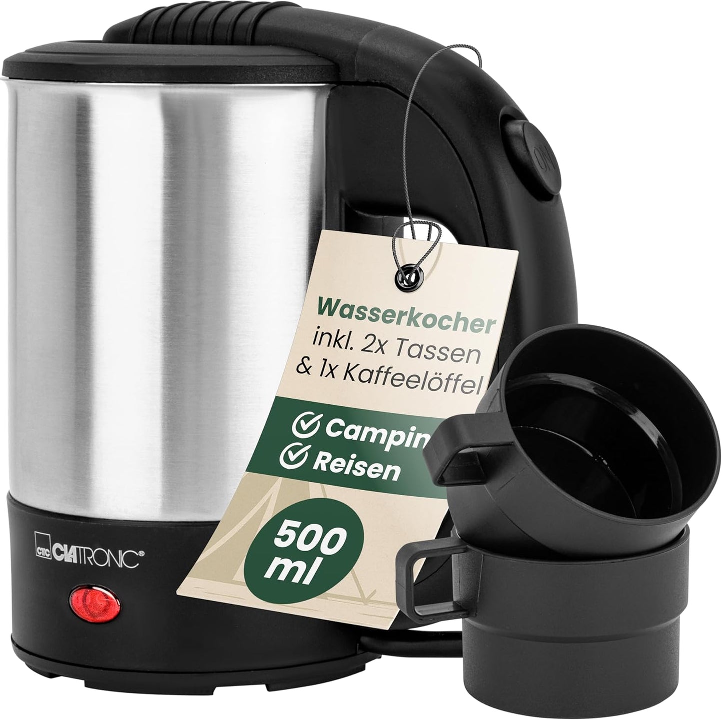 WKR 3624 - Reise-Wasserkocher 0,5L inkl. Zubehör, Reise-wasserkocher 0,5 Liter Inkl. Tasse