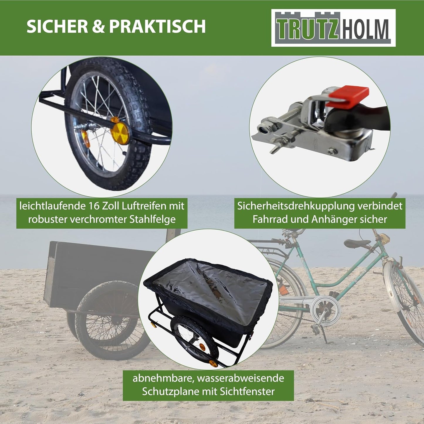 Lastenanhänger und Handwagen 90L mit Kupplung