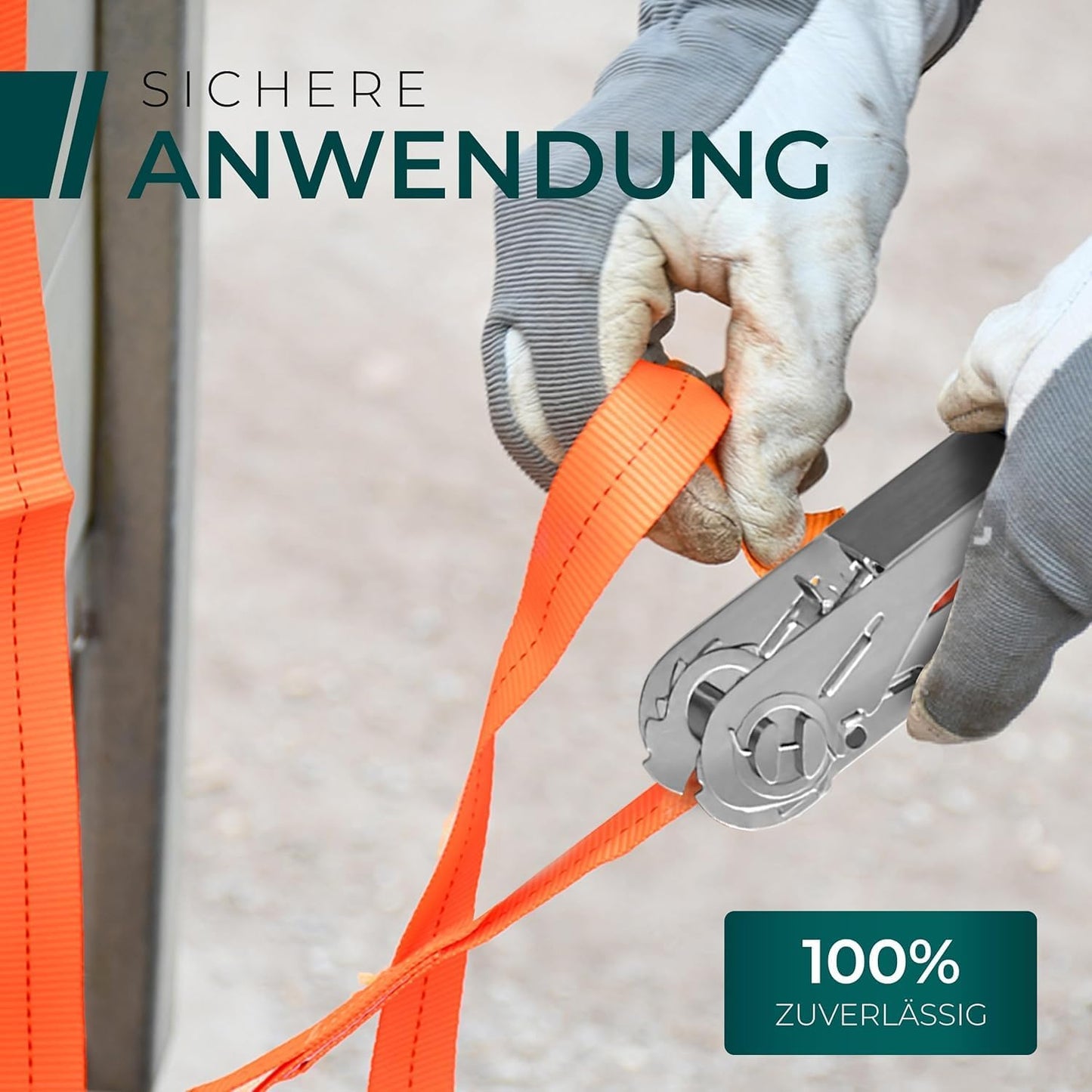 Robuste 800 kg Spanngurte 4er Set, Ohne Haken 10M