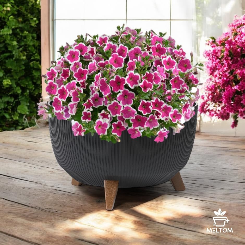 Blumentopfschale mit Füssen, Schwarz L - 40 cm